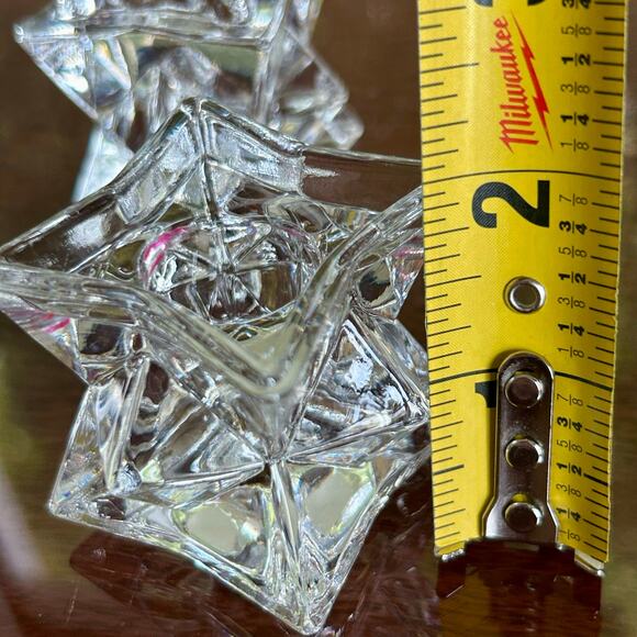 Vintage Michael C. Fina Crystal Star Candle Holders Geometric Design - Picture 12 of 12